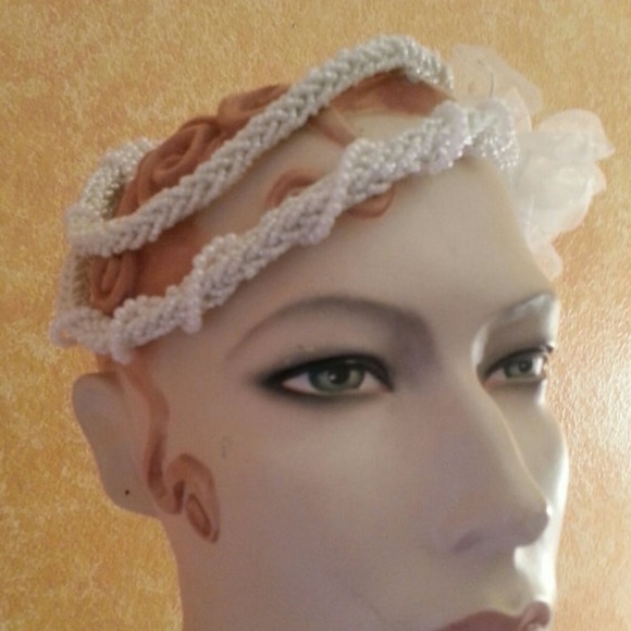 Gatsby White Beaded Vintage Style Headpiece main image 6